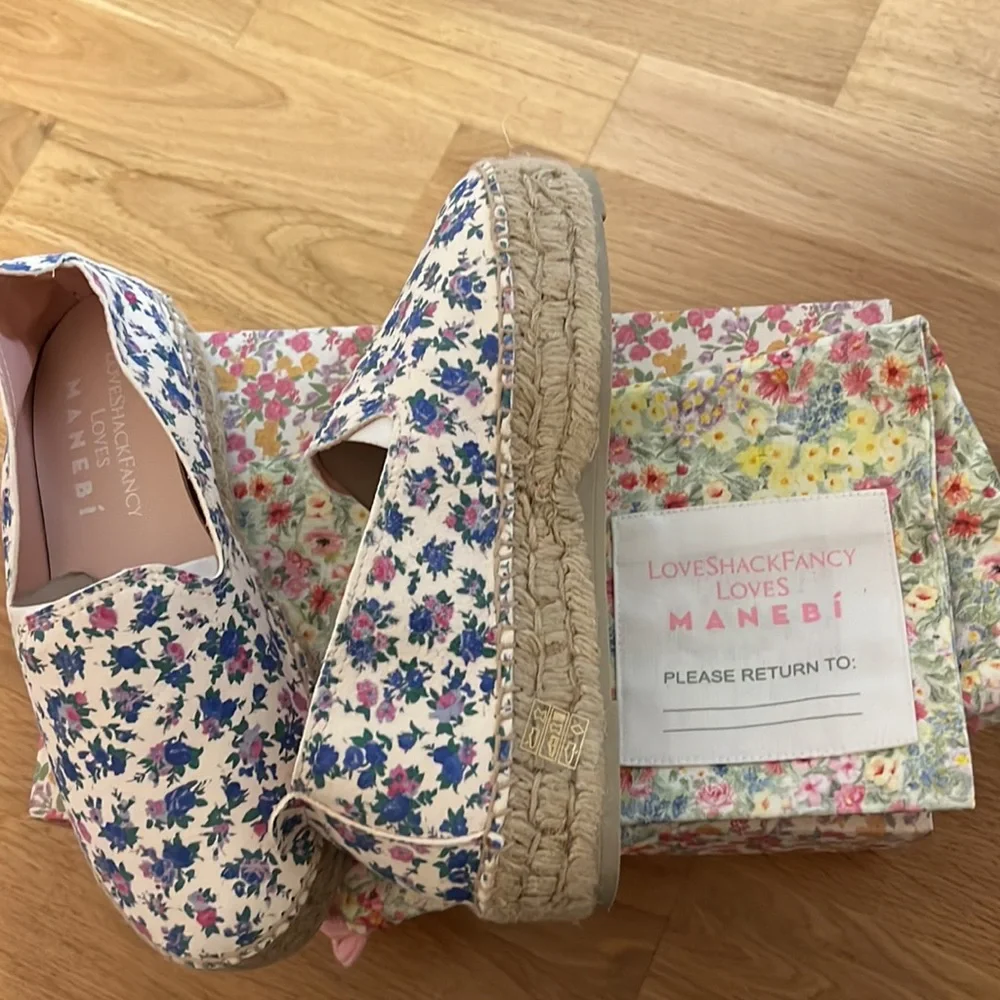 New loveshackfancy x manebi platform espadrilles in blue jay song